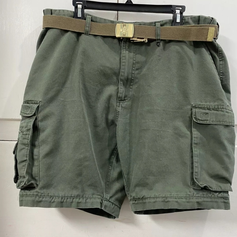 Boy Scouts Adult 40 Green Cargo Shorts With Belt